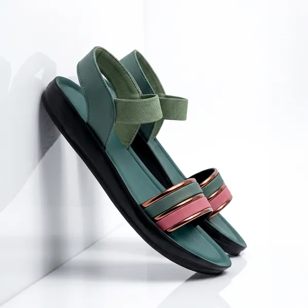 Women's_Stylish_Open-Toe_Dual-Tone_Strap_Backband_Comfort_Sandal-8038-Green