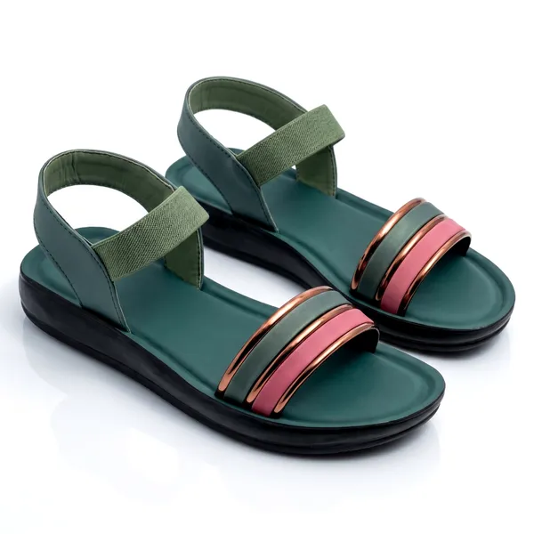 Women's_Stylish_Open-Toe_Dual-Tone_Strap_Backband_Comfort_Sandal-8038-Green