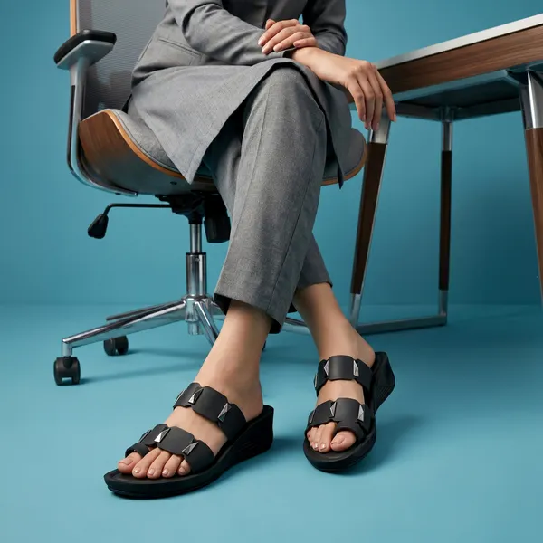 Women's_Stylish_Toe-Ring_Dual-Straps_Wedge-Heel_Sandal-7011-Black