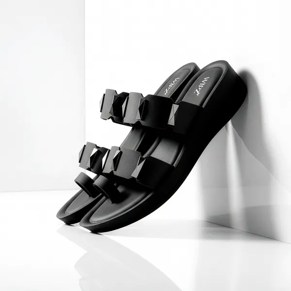Women's_Stylish_Toe-Ring_Dual-Straps_Wedge-Heel_Sandal-7011-Black