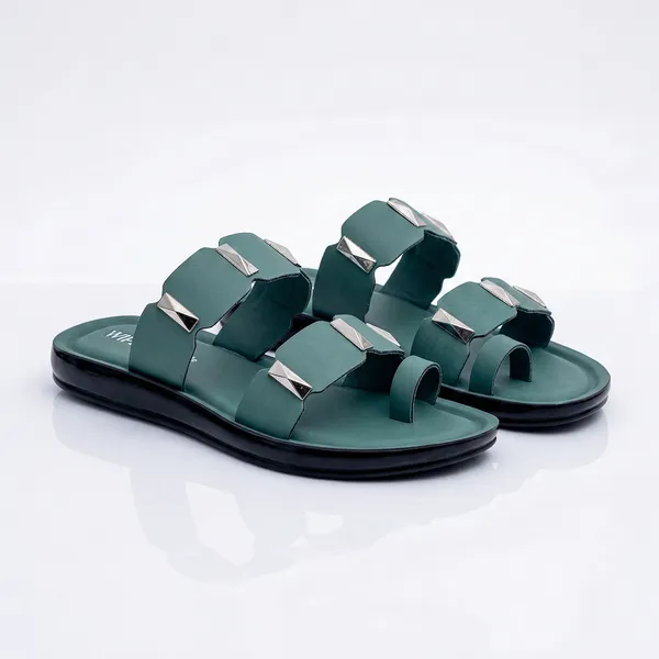 Women's_Stylish_Toe-Ring_Dual-Straps_Sandal-8033-Green