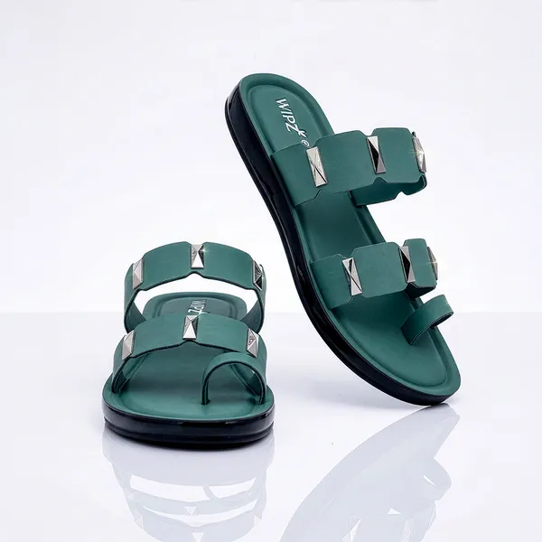Women's_Stylish_Toe-Ring_Dual-Straps_Sandal-8033-Green