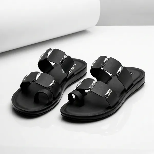 Women's_Stylish_Toe-Ring_Dual-Straps_Sandal-8033-Black