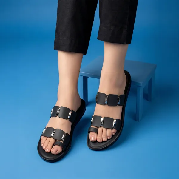 Women's_Stylish_Toe-Ring_Dual-Straps_Sandal-8033-Black