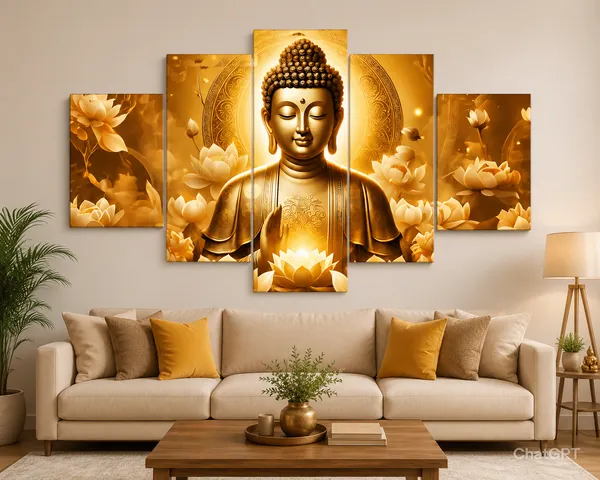 Crystalsign_Paintings_Buddha_Paintings_for_Wall_Decoration_-_Set_Of_Five,_3d_modern_art_Painting_for_Living_Room_Large_Size_with_Frames_for_Home_Decoration,_Hotel,_Office