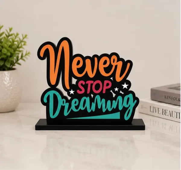 Crystalsign_Wooden_Idol_&_Figurine_Never_Stop_Dreaming_Quote_Table_Decor_for_Restaurant_CafâˆšÂ©_|_Office_Desk_Decoration_|_Home_Living_Room_Modern_Art_Showpiece_Gift_Item