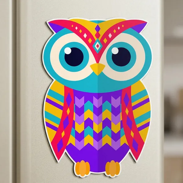Crystalsign_Colorful_Owl_Fridge_Magnet_with_Mandala_Design_|_Stylish_Refrigerator_Decor_for_Home,_Kitchen_&_Office_|_Cute_Animal_Fridge_Sticker_Magnet_Gift