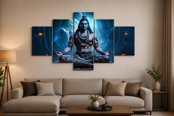 Crystalsign_Paintings_Shiva_Paintings_for_Wall_Decoration_-_Set_Of_5,_3d_modern_art_Painting_for_Living_Room_Large_Size_with_Frames_for_Home_Decoration,_Hotel,_Office