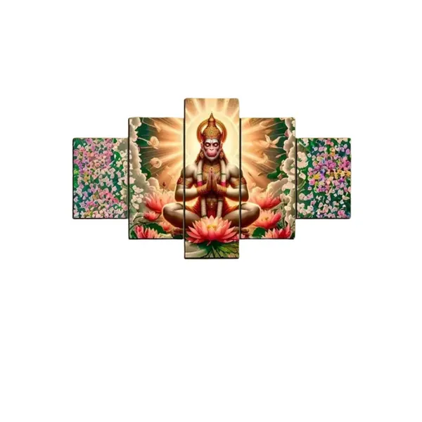 Crystalsign_Paintings_Bajrangbali_Paintings_for_Wall_Decoration_-_Set_Of_Five,_3d_modern_art_Painting_for_Living_Room_Large_Size_with_Frames_for_Home_Decoration,_Hotel,_Office