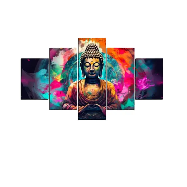 Crystalsign_Paintings_Buddha_Paintings_for_Wall_Decoration_-_Set_Of_Five,_3d_modern_art_Painting_for_Living_Room_Large_Size_with_Frames_for_Home_Decoration,_Hotel,_Office