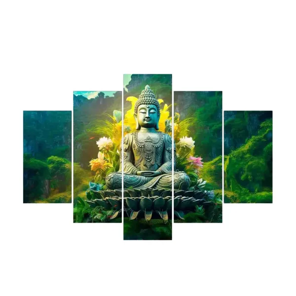Crystalsign_Paintings_Buddha_Paintings_for_Wall_Decoration_-_Set_Of_Five,_3d_modern_art_Painting_for_Living_Room_Large_Size_with_Frames_for_Home_Decoration,_Hotel,_Office