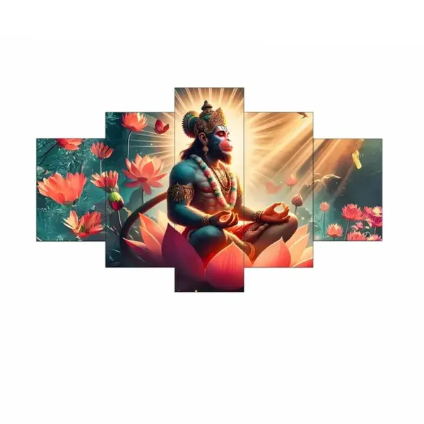 Crystalsign_Paintings_Bajrangbali_Paintings_for_Wall_Decoration_-_Set_Of_5,_3d_modern_art_Painting_for_Living_Room_Large_Size_with_Frames_for_Home_Decoration,_Hotel,_Office