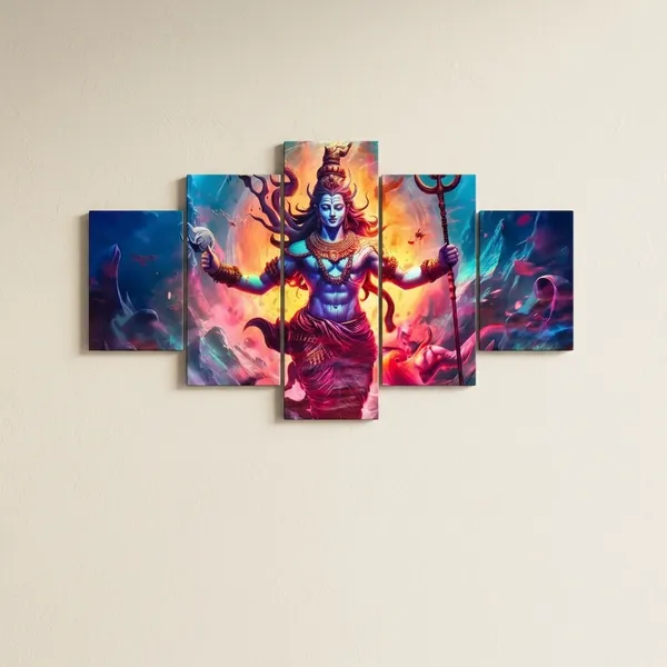 Crystalsign_Paintings_Shiva_Paintings_for_Wall_Decoration_-_Set_Of_Five,_3d_modern_art_Painting_for_Living_Room_Large_Size_with_Frames_for_Home_Decoration,_Hotel,_Office