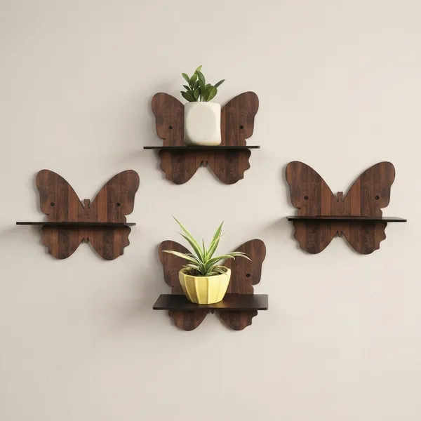 Crystalsing_Rustic_Wooden_Wall_Shelves_Set_of_4_with_Butterfly_Design_|_Floating_Wall_Mounted_Decorative_Shelves_for_Living_Room,_Bedroom_&_Office_|_Wall_Display_Rack,_Planter_&_Storage_Organizer