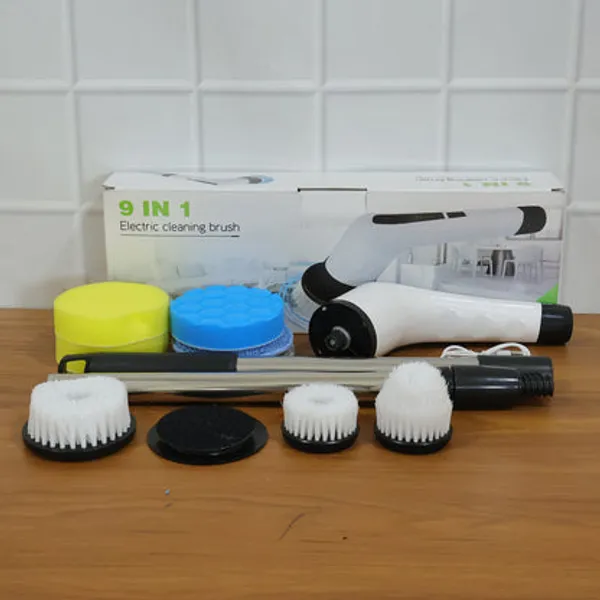 Multicolor_Electric_Spin_Scrubber_Abs_Body,_Stainless_Rod,_Nylon_Bristles,_Pu_Sponges/Microfiber_Pads_Spin_Scrubber