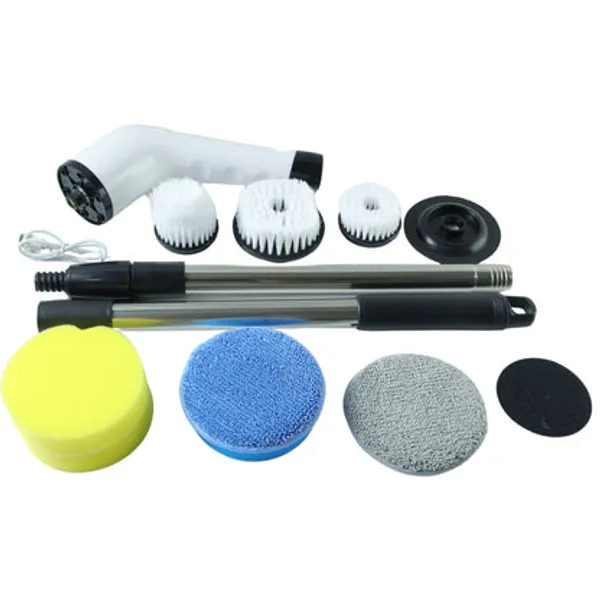 Multicolor_Electric_Spin_Scrubber_Abs_Body,_Stainless_Rod,_Nylon_Bristles,_Pu_Sponges/Microfiber_Pads_Spin_Scrubber