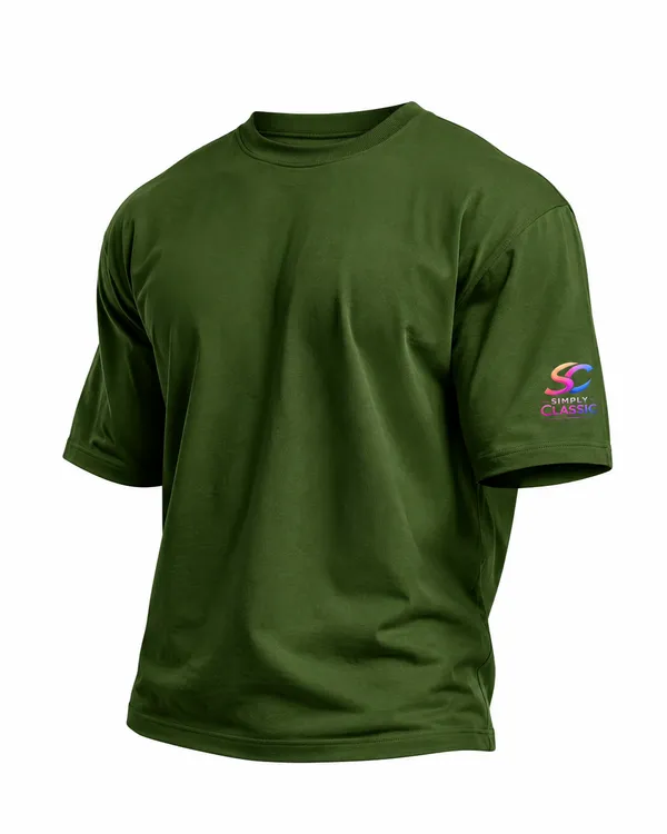 Olive_Green_Cotton_Embroidered_T-Shirt_For_Unisex