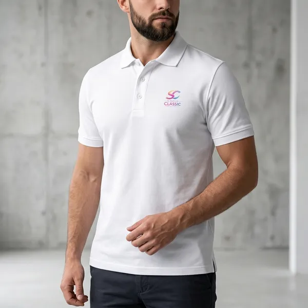 White_Cotton_Classic_Fit_Polo_T-Shirt_For_Unisex
