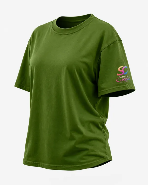 Olive_Green_Cotton_Graphic_Print_Half_Sleeve_T-Shirt_For_Women