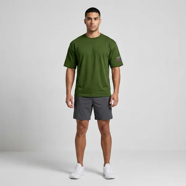 Olive_Green_Cotton_Embroidered_T-Shirt_For_Unisex