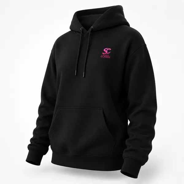 Black_Pink_Cotton_Fleece_Pullover_Hoodie_For_Unisex