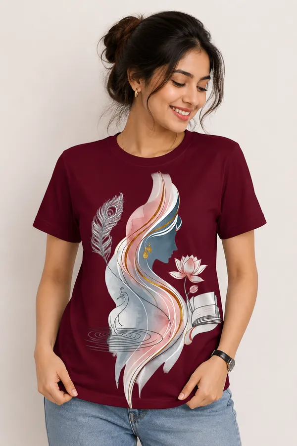 Maroon_Regular_Fit_Printed_T-Shirt_for_Women