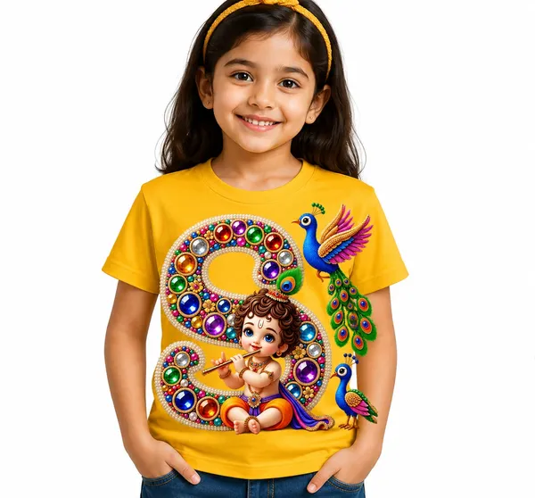 Girl_Wearing_Ornate_Krishna_T-Shirt