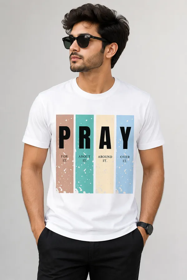 Men’s_Printed_Round-Neck_T-Shirt_–_“PRAY”_Graphic