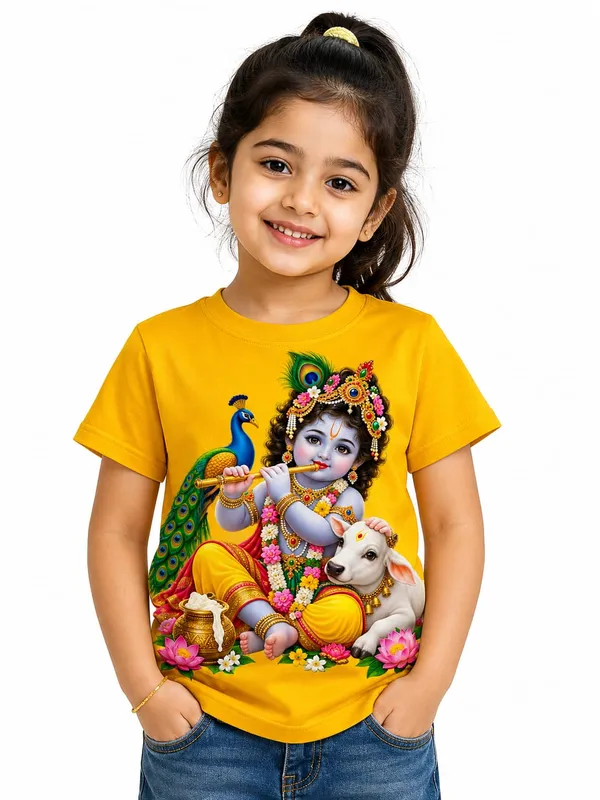 Smiling_Girl_in_Golden_Krishna_T-Shirt