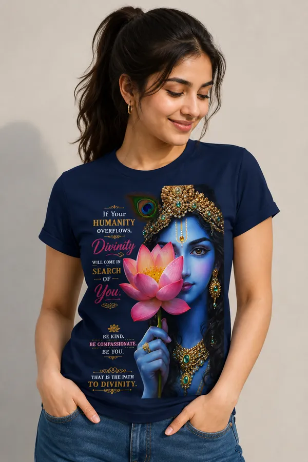 Woman_Wearing_Divine_Lotus_Graphic_T-Shirt