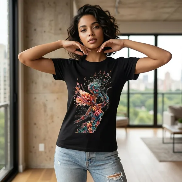 Stylish_woman_with_floral_music_tee