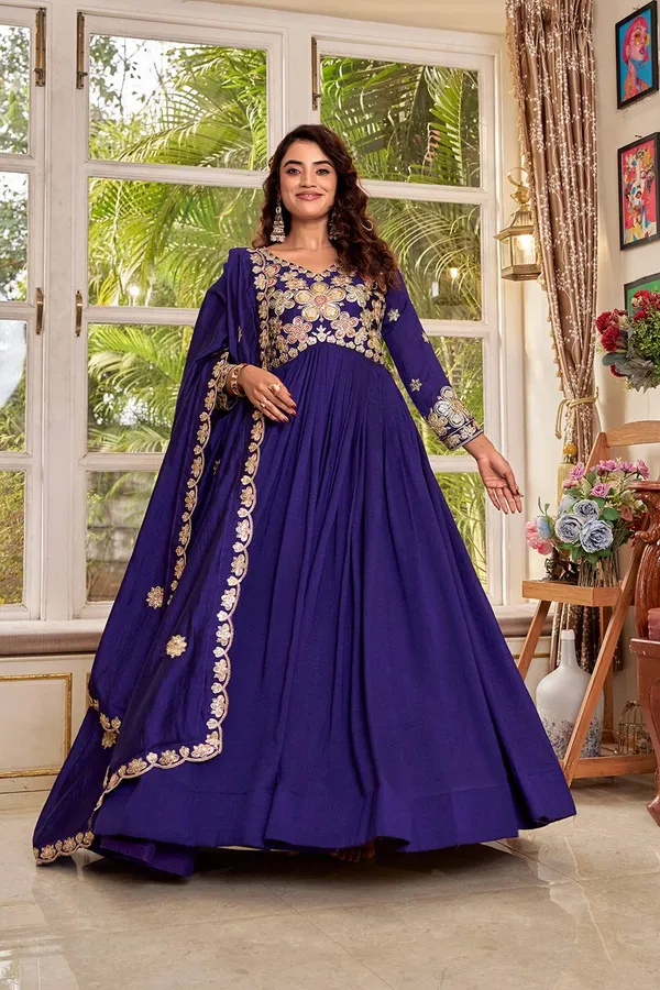 Vichitra_Silk_Anarkali_Suit