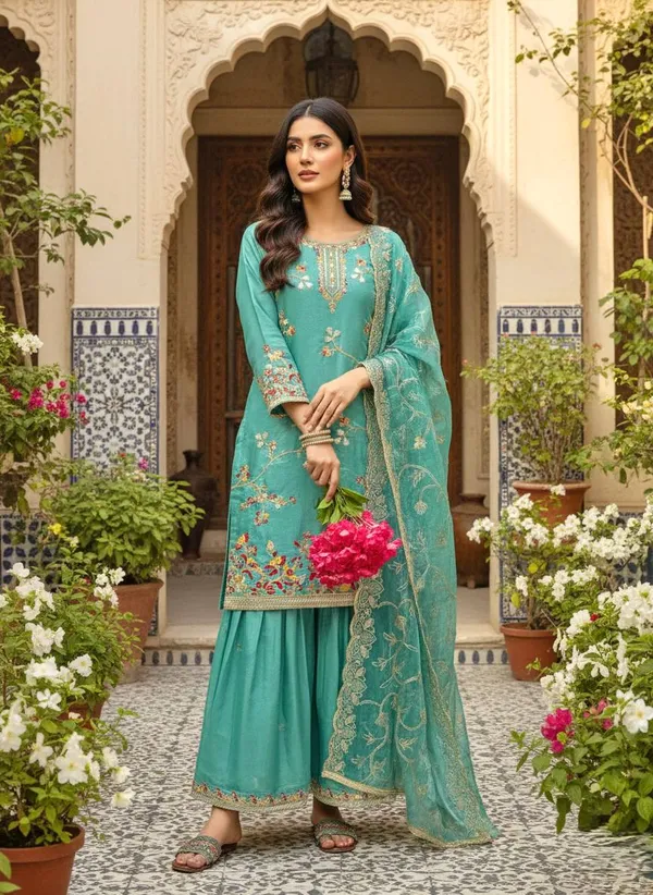 Green_Silk_Sharara_Suit_For_Women
