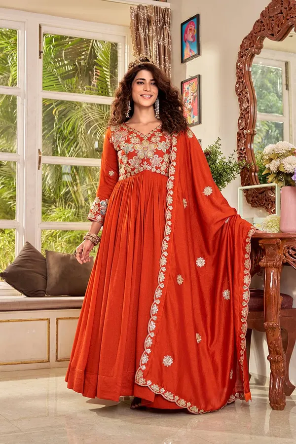 Vichitra_Silk_Anarkali_Suit
