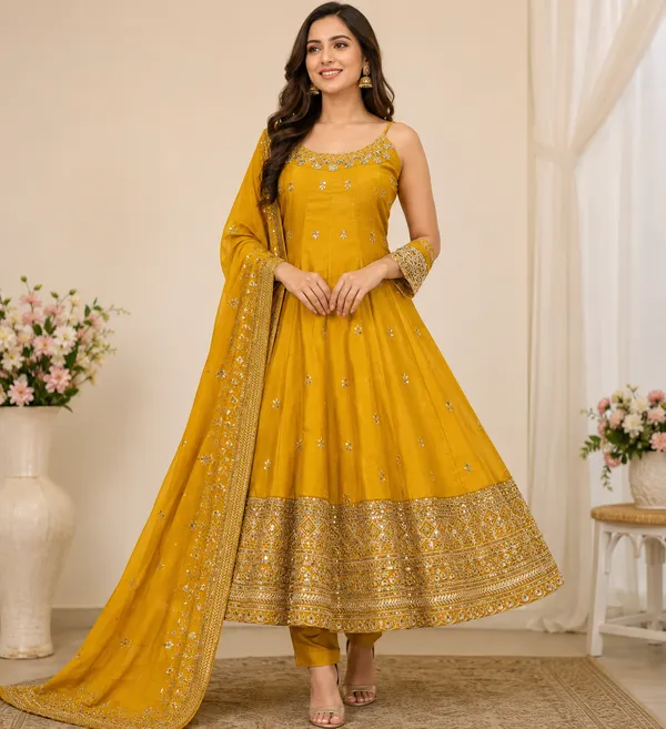 Vichitra_Silk_Anarkali_Suit