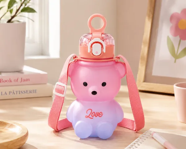 Pink_Bpa_Free_Bear_Shape_Kids_Water_Bottle_With_Strap