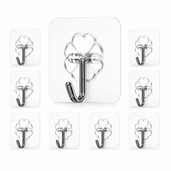 Stainless_Steel_Decorative_Flower_Shaped_Adhesive_Wall_Hooks_Set_Of_10_Pack_Of_4