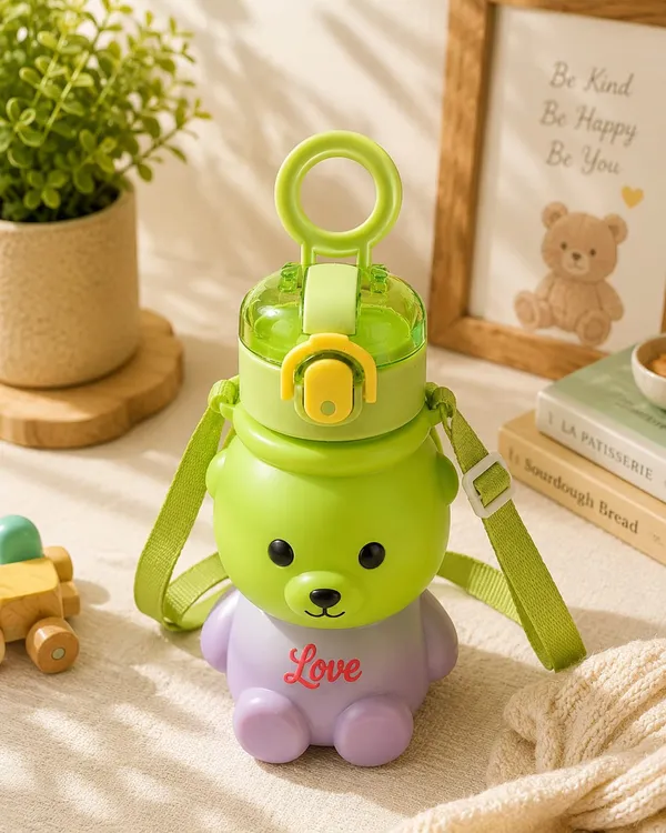 Green_Bpa_Free_Bear_Shape_Kids_Water_Bottle_With_Strap