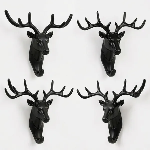 Black_Deer_Head_Wall_Mounted_Key_Holder_Hook_Pack_Of_4
