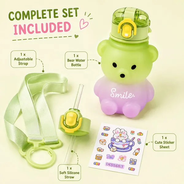 Green_Bpa_Free_Bear_Shape_Kids_Water_Bottle_With_Strap