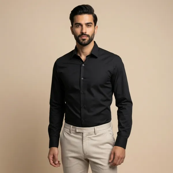 Mens_Black_Solid_Casual_Cotton_Shirt_With_Rolled_Sleeves