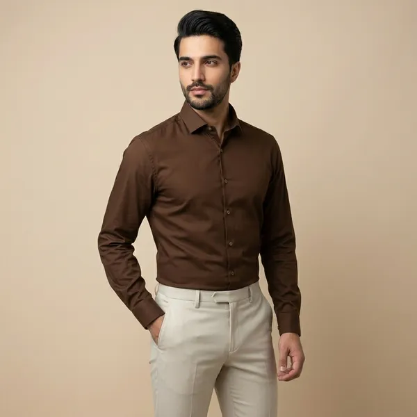 Mens_Brown_Solid_Casual_Cotton_Shirt_With_Rolled_Sleeves