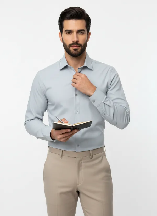Mens_Light_Grey_Solid_Casual_Cotton_Shirt_With_Rolled_Sleeves