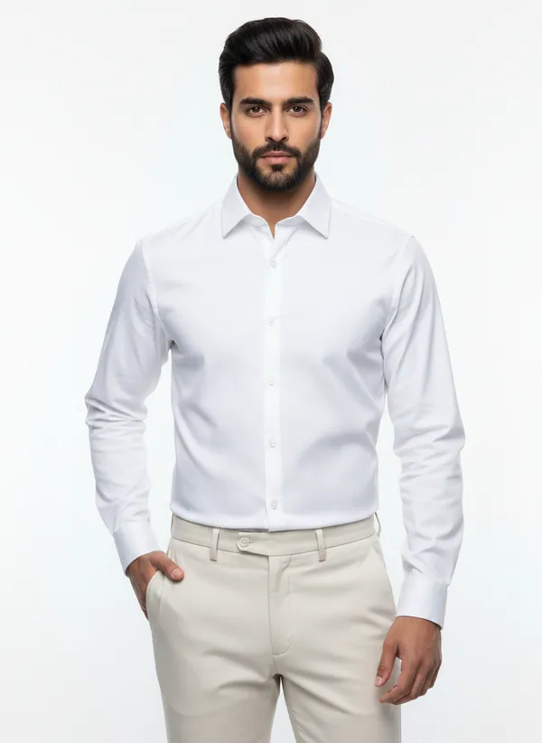 Mens_White_Solid_Casual_Cotton_Shirt_With_Rolled_Sleeves