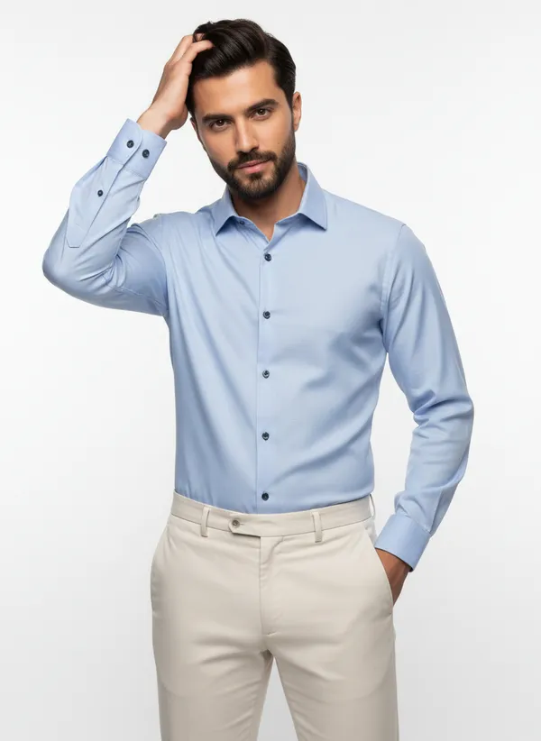 Mens_Blue_Solid_Casual_Linen_Shirt_With_Rolled_Sleeves