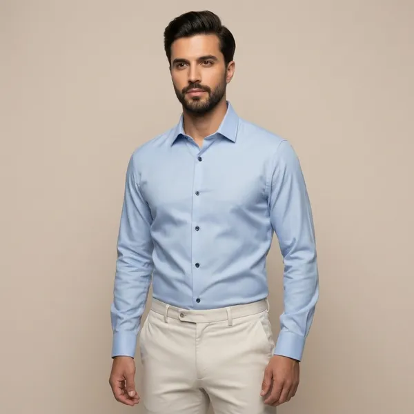 Mens_Blue_Solid_Casual_Linen_Shirt_With_Rolled_Sleeves