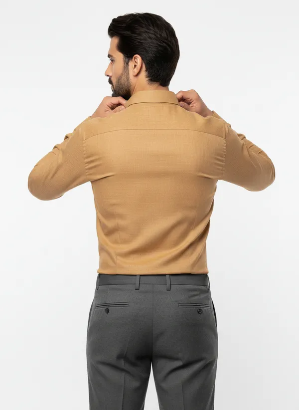 Mens_Khaki_Solid_Casual_Linen_Shirt_With_Rolled_Sleeves