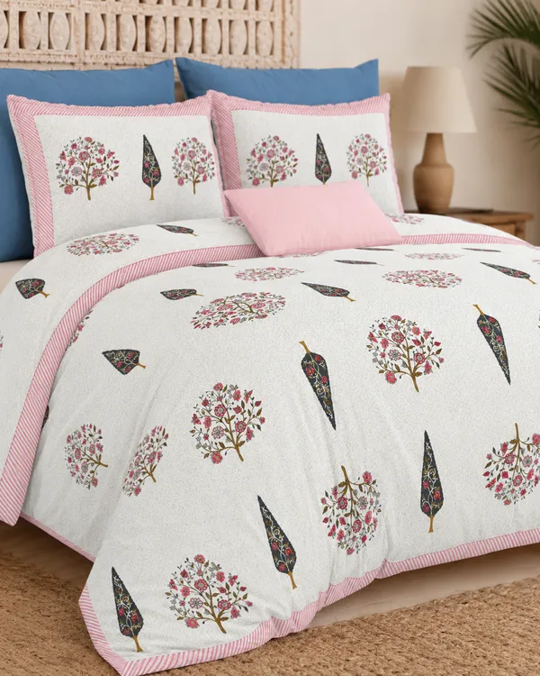 Gulabi_Vriksha_Mahal_Premium_Cotton_Bedsheet