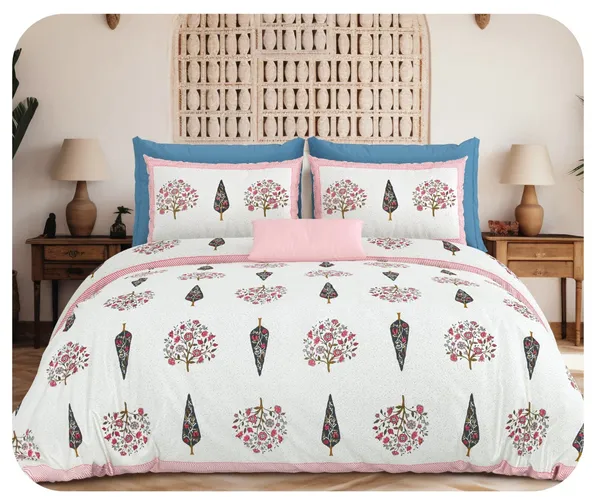 Gulabi_Vriksha_Mahal_Premium_Cotton_Bedsheet