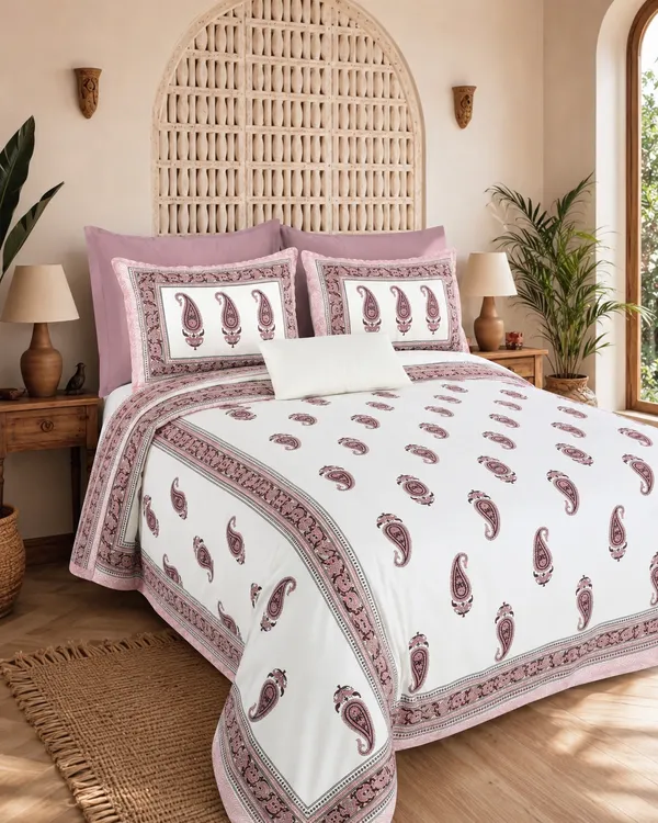 Rajputana_Pink_Paisley_Premium_Cotton_Bedsheet